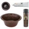 Premier Copper Products 16" Round Copper Bar Sink w/ Fleur De Lis and 2" Drain Opening, Matching Drain and Accessories, Oil Rubbed Bronze, BSP5_BR16FDB2-B