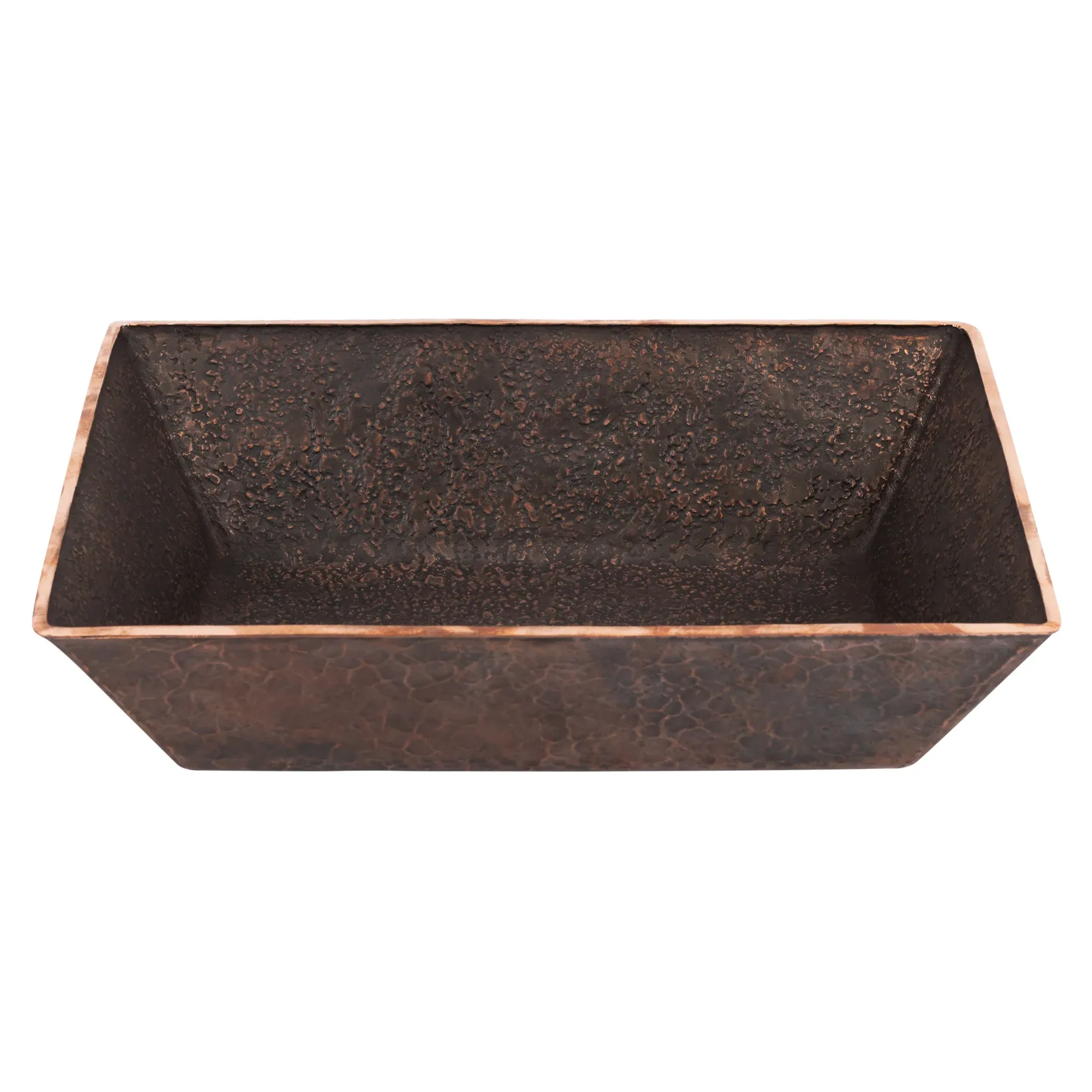 Premier Copper Products 15" x 11" Rectangle Vessel - Above Counter Terra Firma Copper Bathroom Sink, Dark Brown, 10 Gauge, TFVREC15DB