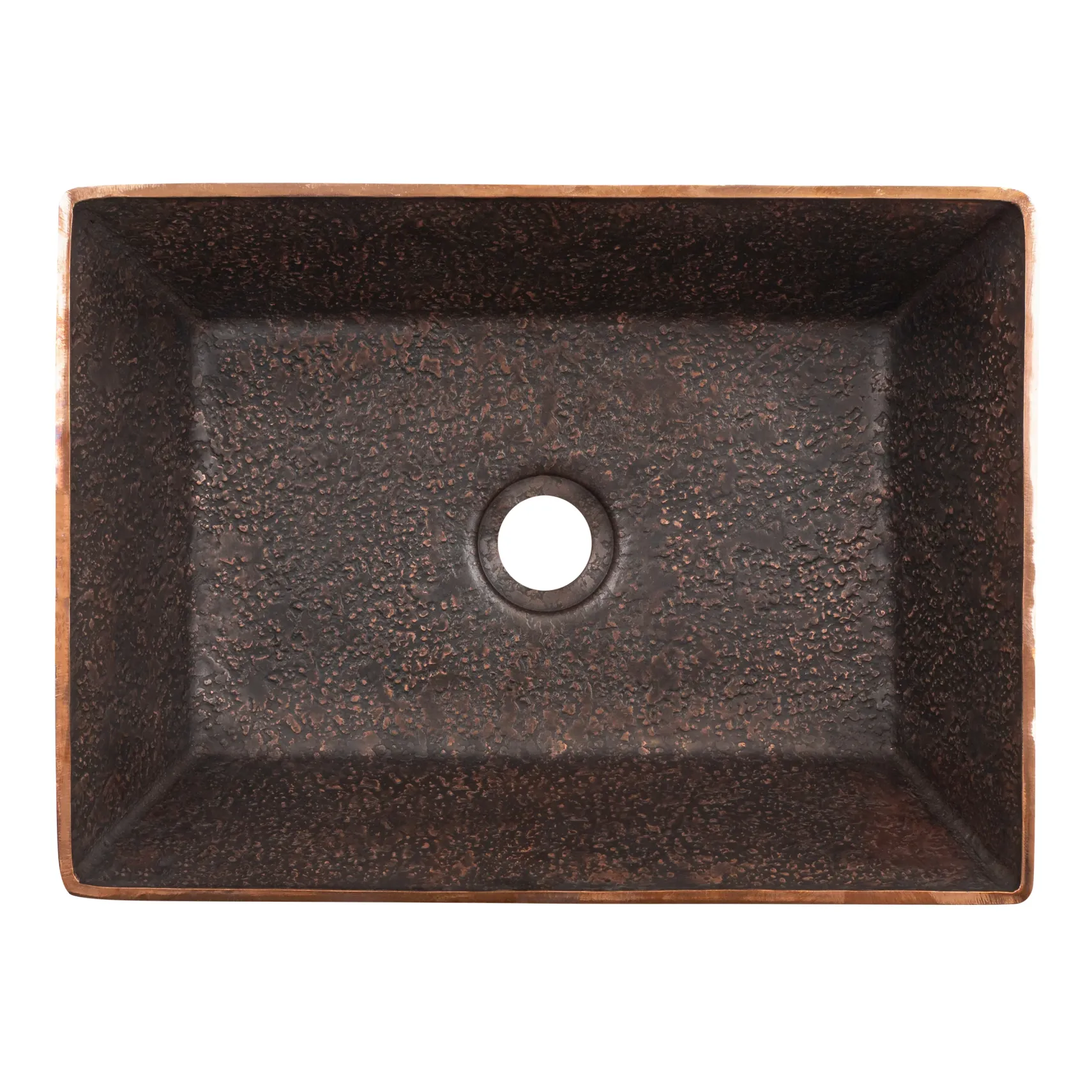 Premier Copper Products 15" x 11" Rectangle Vessel - Above Counter Terra Firma Copper Bathroom Sink, Dark Brown, 10 Gauge, TFVREC15DB