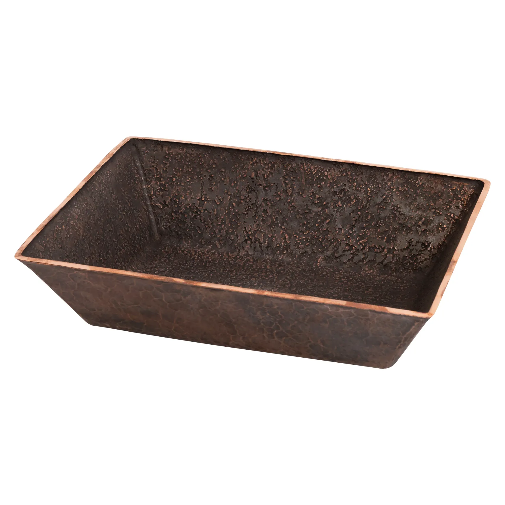 Premier Copper Products 15" x 11" Rectangle Vessel - Above Counter Terra Firma Copper Bathroom Sink, Dark Brown, 10 Gauge, TFVREC15DB