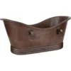Premier Copper Products 72" Hammered Copper Double Slipper Bathtub With Rings, BTDR72DB
