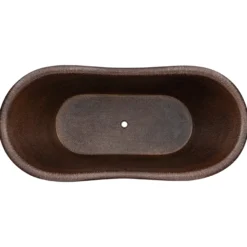 Premier Copper Products 72" Hammered Copper Double Slipper Bathtub With Rings, BTDR72DB