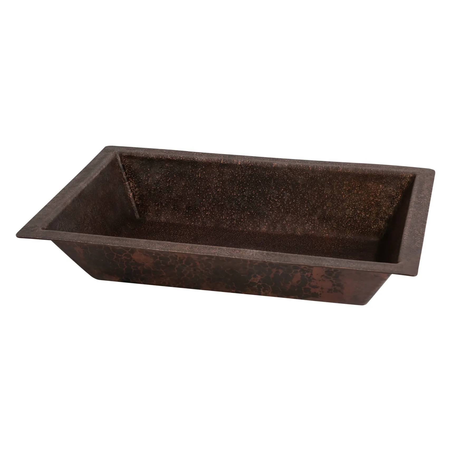 Premier Copper Products 22" x 14" Rectangle Dual - Undermount or Drop In Terra Firma Copper Bathroom Sink, Dark Brown, 10 Gauge, TFLREC22DB