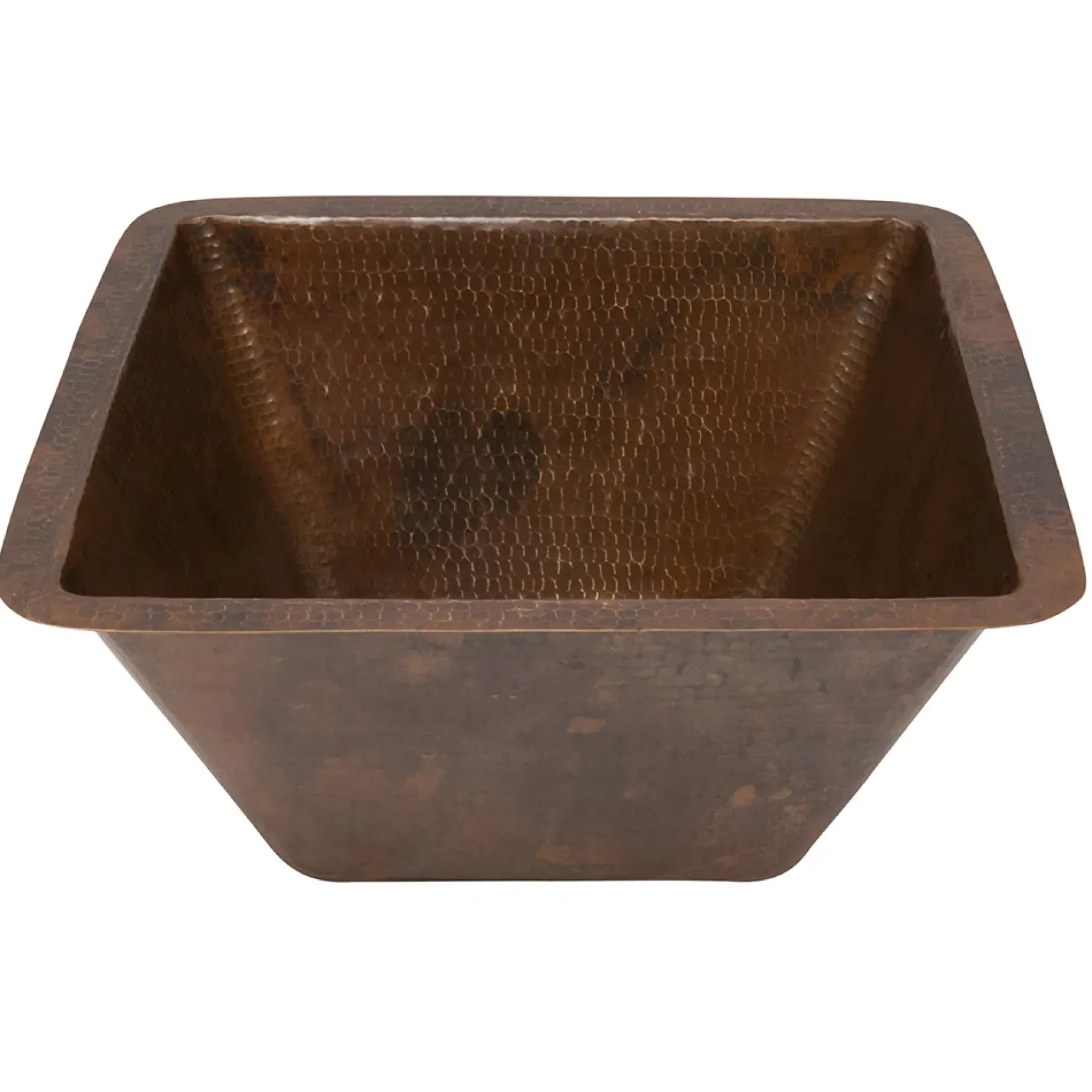 Premier Copper Products 15" Square Hammered Copper Bar/Prep Sink w/ 3.5" Drain Opening, Matching Drain and Accessories, Oil Rubbed Bronze, BSP5_BS15DB3-D