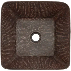 Premier Copper Products 15" Square Copper Bathroom Sink, Oil Rubbed Bronze, VSQ14BDB