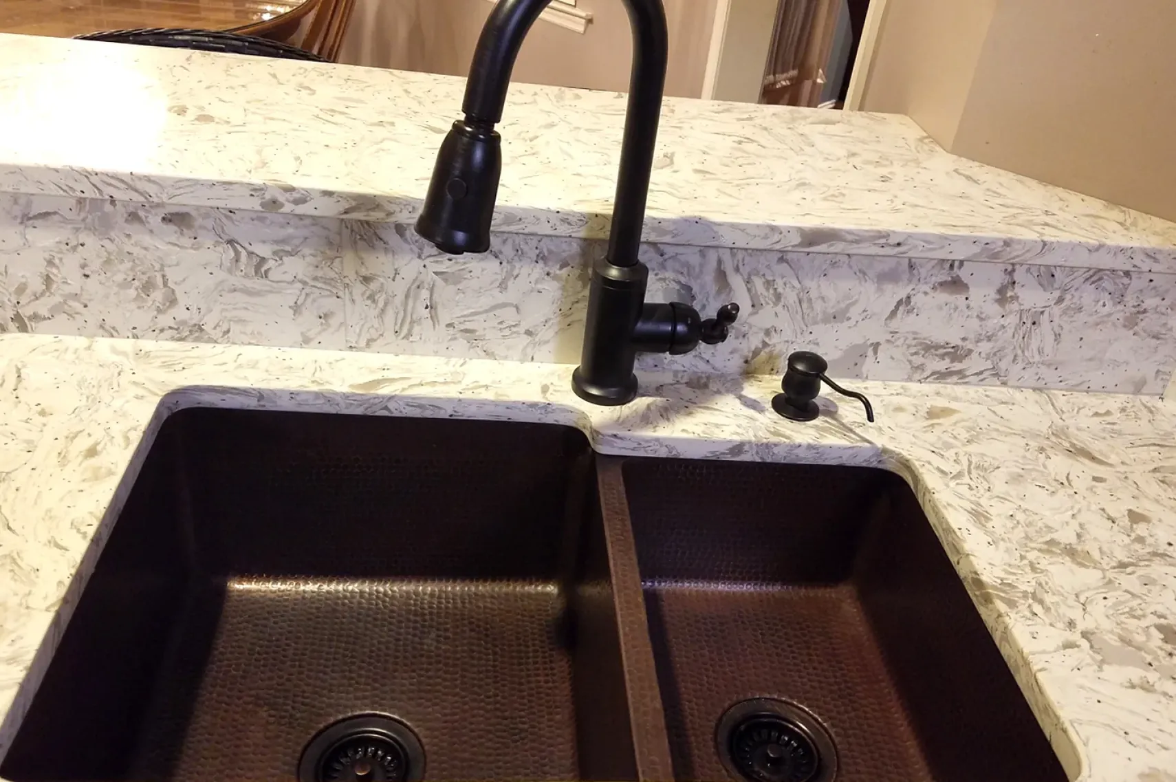 Premier Copper Products 33" Copper Kitchen Sink, 60/40 Double Bowl, Oil Rubbed Bronze, K60DB33229