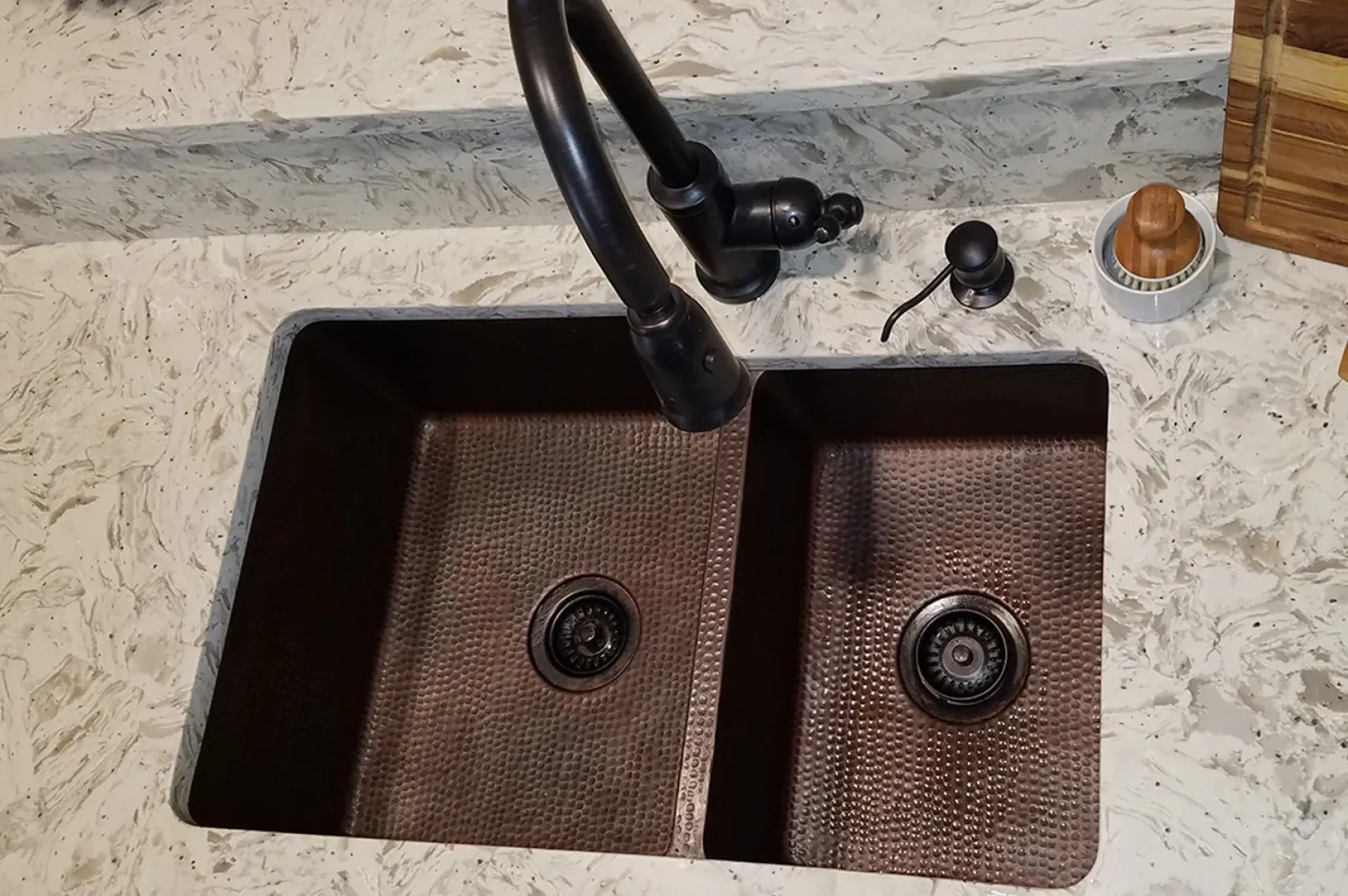 Premier Copper Products 33" Copper Kitchen Sink, 60/40 Double Bowl, Oil Rubbed Bronze, K60DB33229