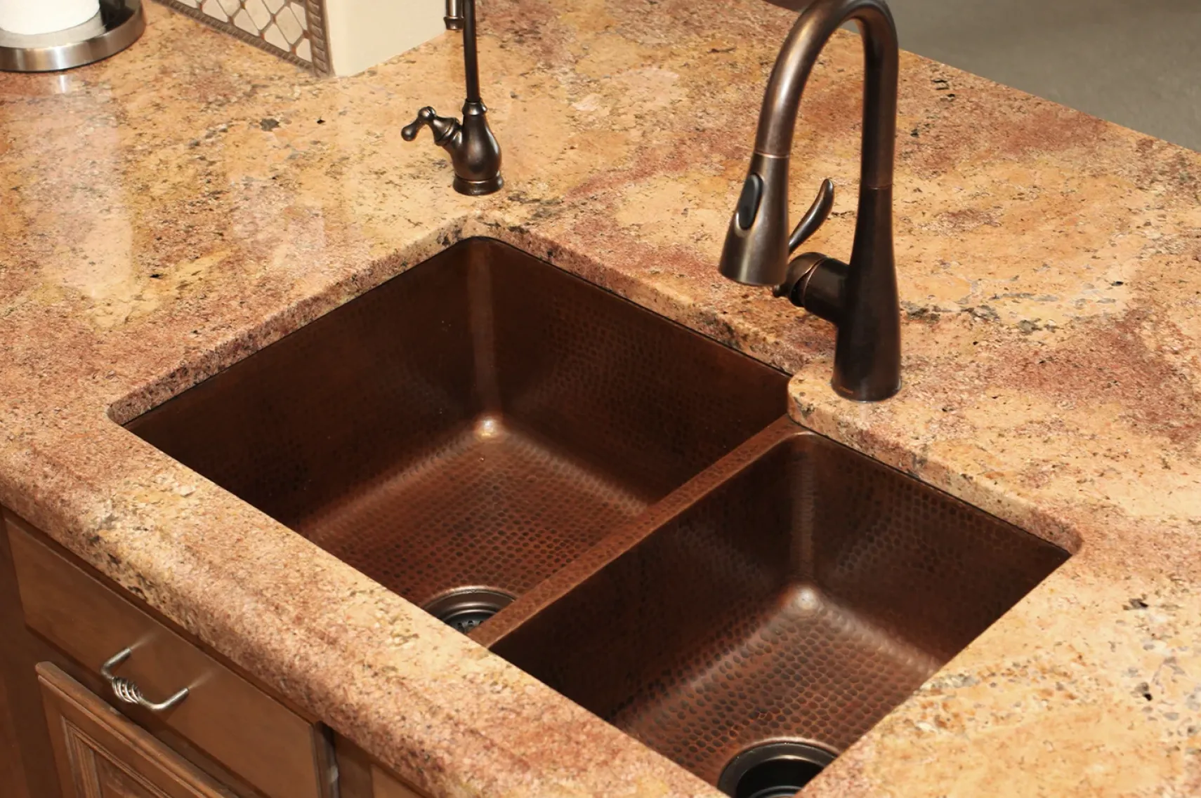 Premier Copper Products 33" Copper Kitchen Sink, 60/40 Double Bowl, Oil Rubbed Bronze, K60DB33229