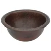 Premier Copper Products 12" Round Copper Bathroom Sink, Oil Rubbed Bronze, LR12RDB