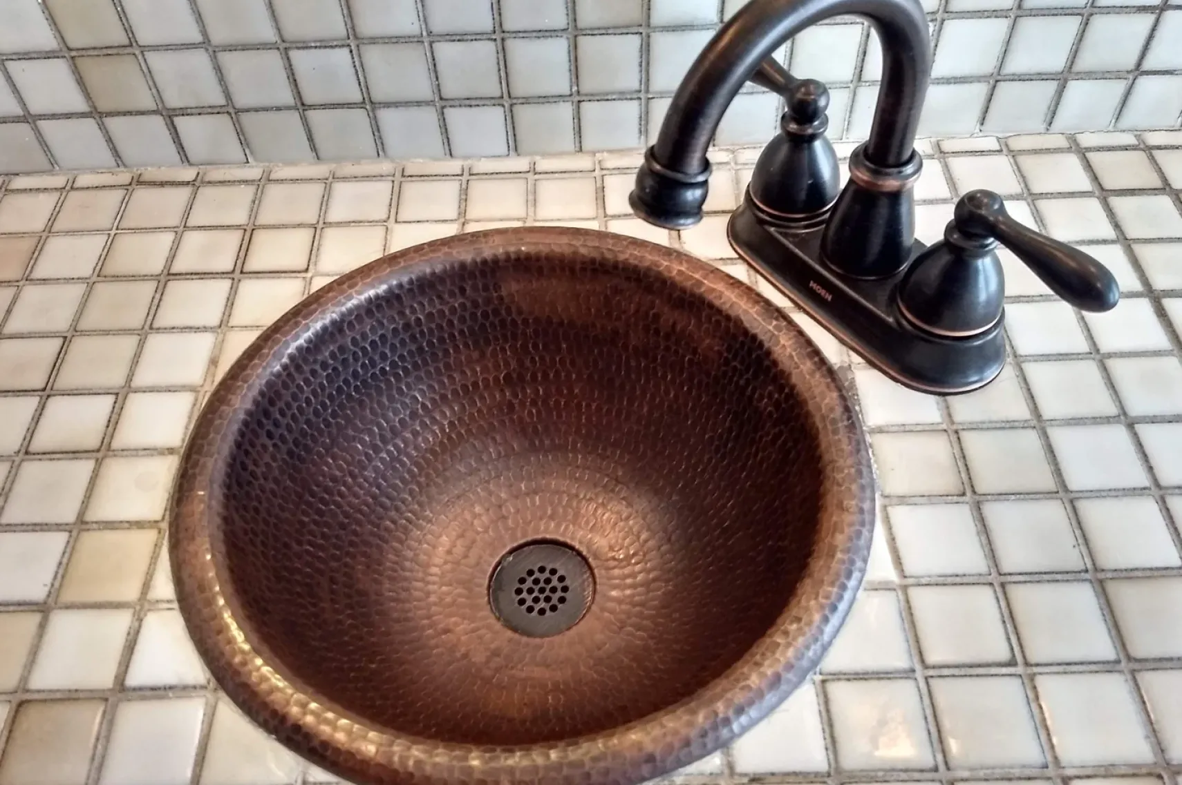 Premier Copper Products 12" Round Copper Bathroom Sink, Oil Rubbed Bronze, LR12RDB