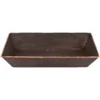 Premier Copper Products 20" x 12" Rectangle Vessel - Above Counter Terra Firma Copper Bathroom Sink, Dark Brown, 10 Gauge, TFVREC20DB