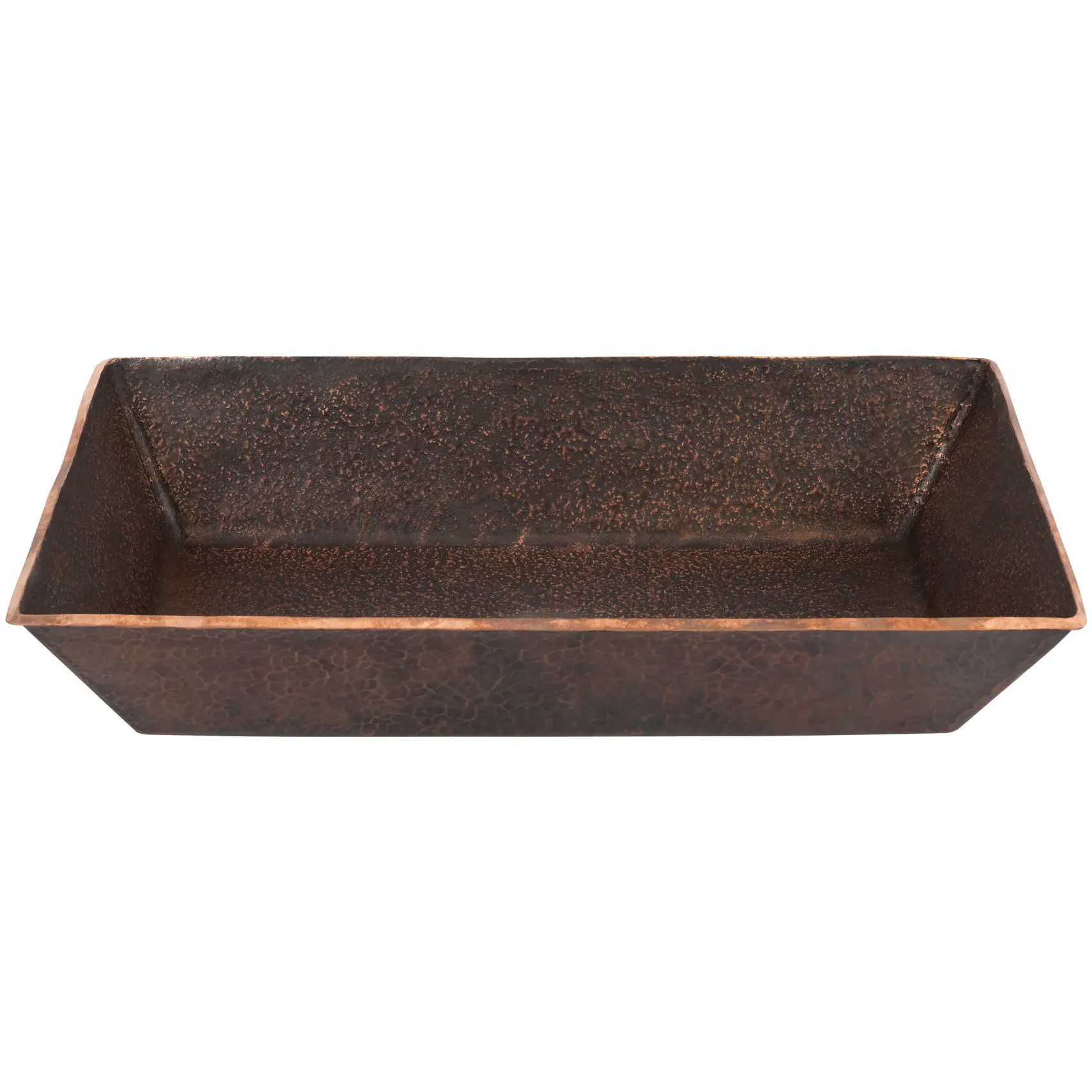 Premier Copper Products 20" x 12" Rectangle Vessel - Above Counter Terra Firma Copper Bathroom Sink, Dark Brown, 10 Gauge, TFVREC20DB