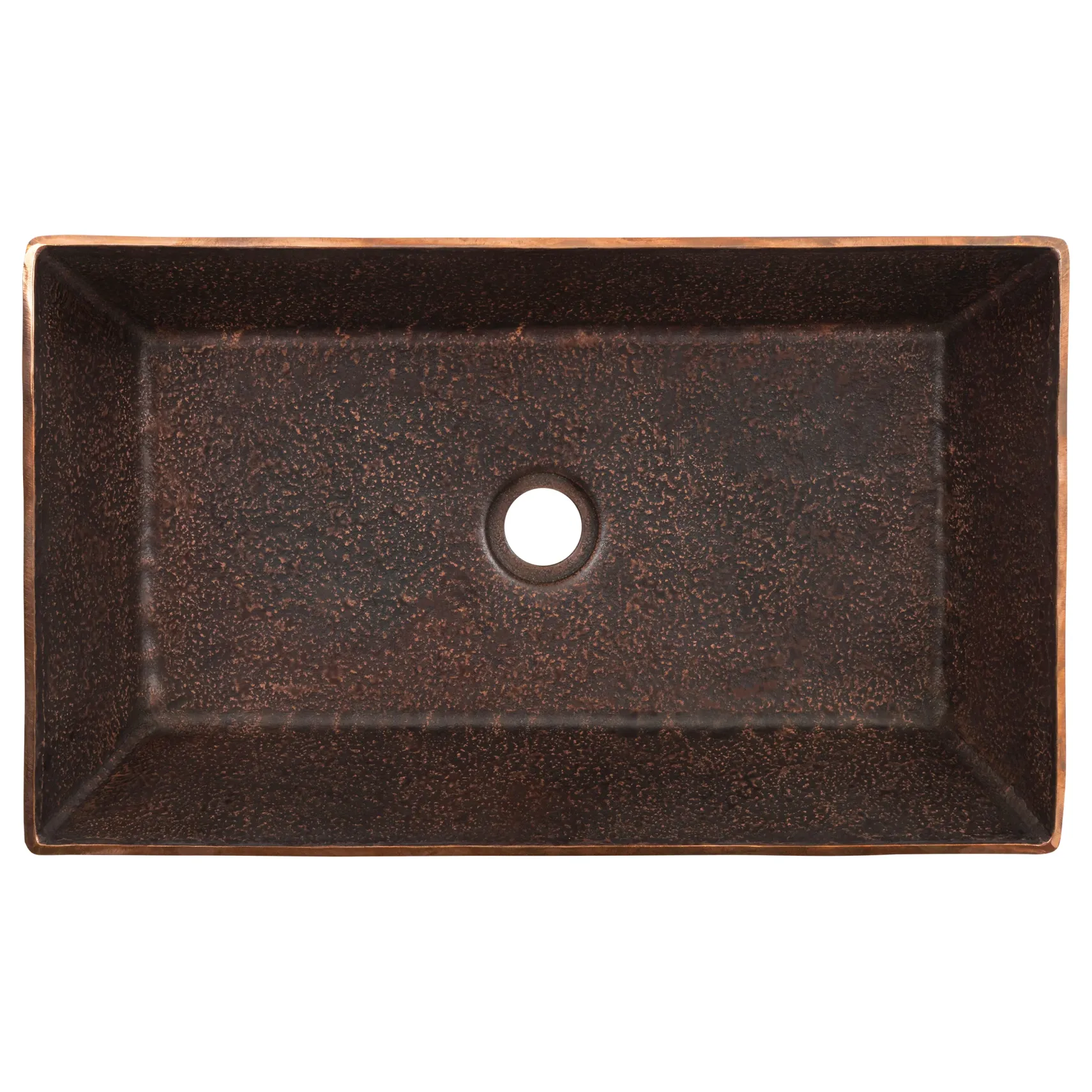 Premier Copper Products 20" x 12" Rectangle Vessel - Above Counter Terra Firma Copper Bathroom Sink, Dark Brown, 10 Gauge, TFVREC20DB