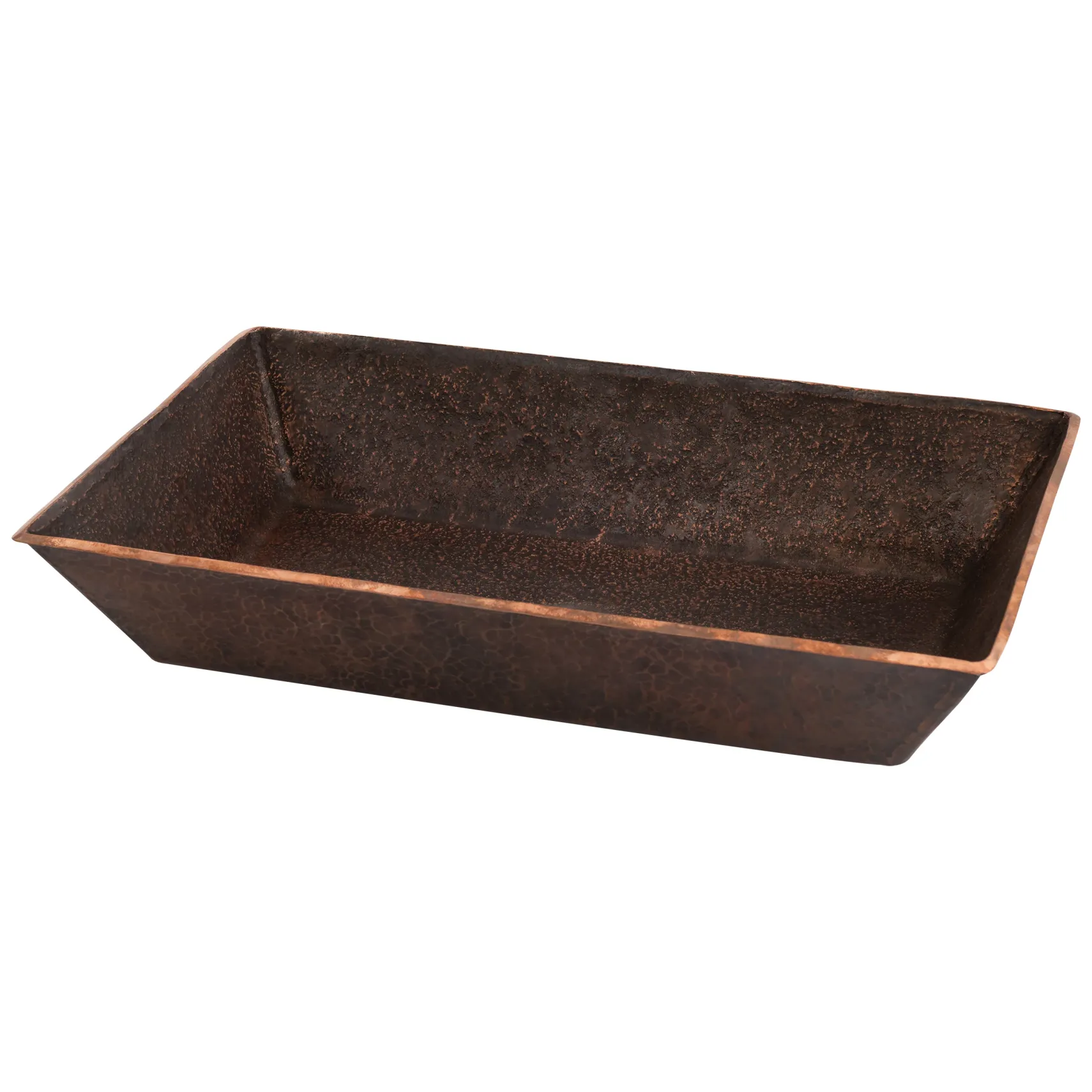 Premier Copper Products 20" x 12" Rectangle Vessel - Above Counter Terra Firma Copper Bathroom Sink, Dark Brown, 10 Gauge, TFVREC20DB