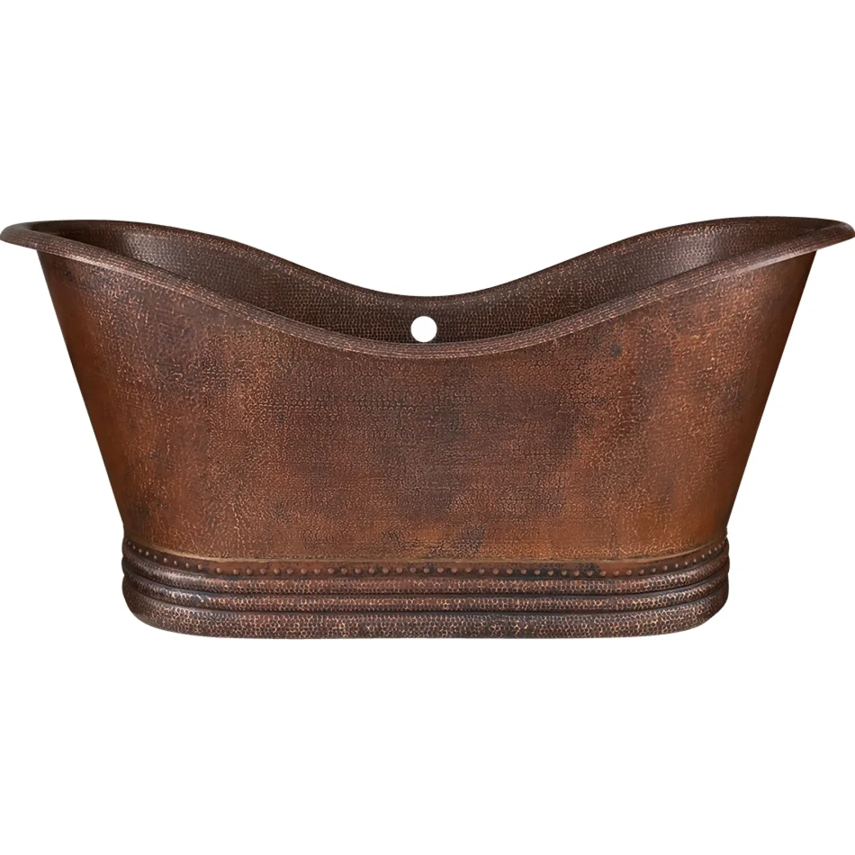 Premier Copper Products 67" Hammered Copper Double Slipper Bathtub with Overflow Holes and Drain Package, Oil Rubbed Bronze, BSP5_BTD67DBOF