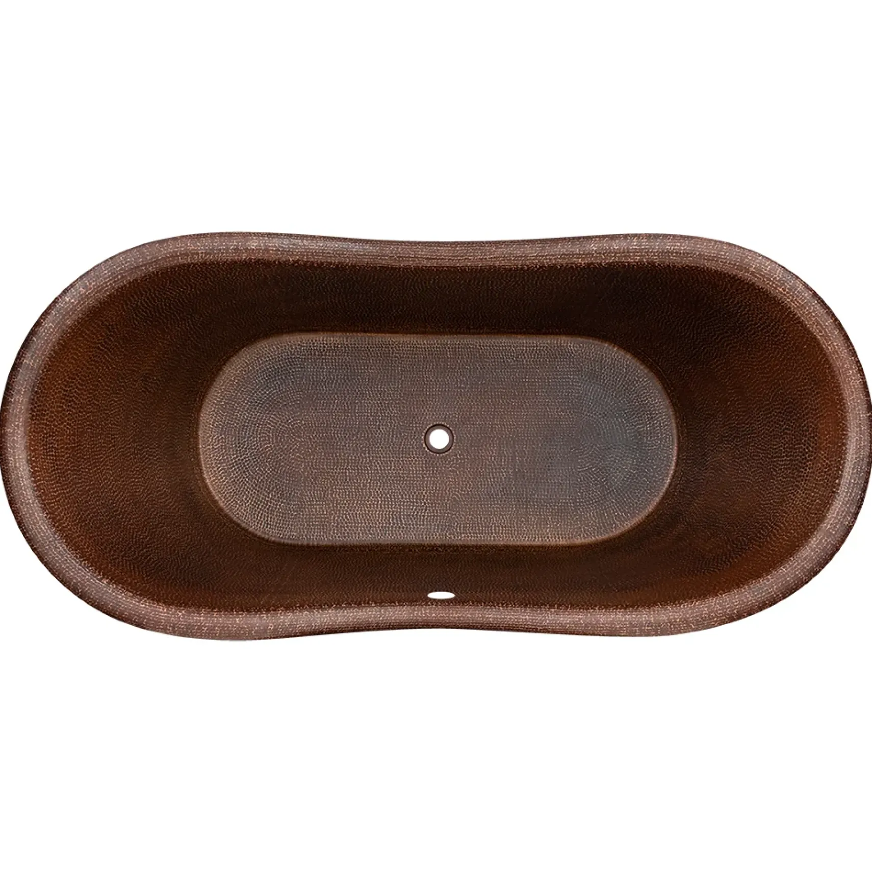 Premier Copper Products 67" Hammered Copper Double Slipper Bathtub with Overflow Holes and Drain Package, Oil Rubbed Bronze, BSP5_BTD67DBOF