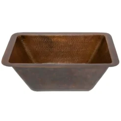 Premier Copper Products 17" Rectangle Hammered Copper Bathroom Sink, Matching Drain and Accessories, Oil Rubbed Bronze, BSP5_LRECDB-P