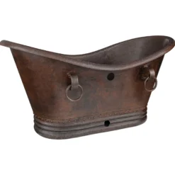 Premier Copper Products 60" Hammered Copper Freestanding Bathtub, Oil Rubbed Bronze, BTDR60DBOF