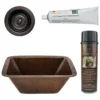 Premier Copper Products 17" Rectangle Copper Prep Bar Sink w/ 3.5" Drain Opening, Matching Drain and Accessories, Oil Rubbed Bronze, BSP5_BRECDB3-D