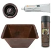Premier Copper Products 15" Square Hammered Copper Bar/Prep Sink w/ 2" Drain Opening, Matching Drain and Accessories, Oil Rubbed Bronze, BSP5_BS15DB2-B