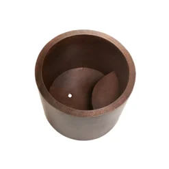 Premier Copper Products 45" Hammered Copper Japanese Style Soaker Bathtub and Drain Package, Oil Rubbed Bronze, BSP5_BTR45DB