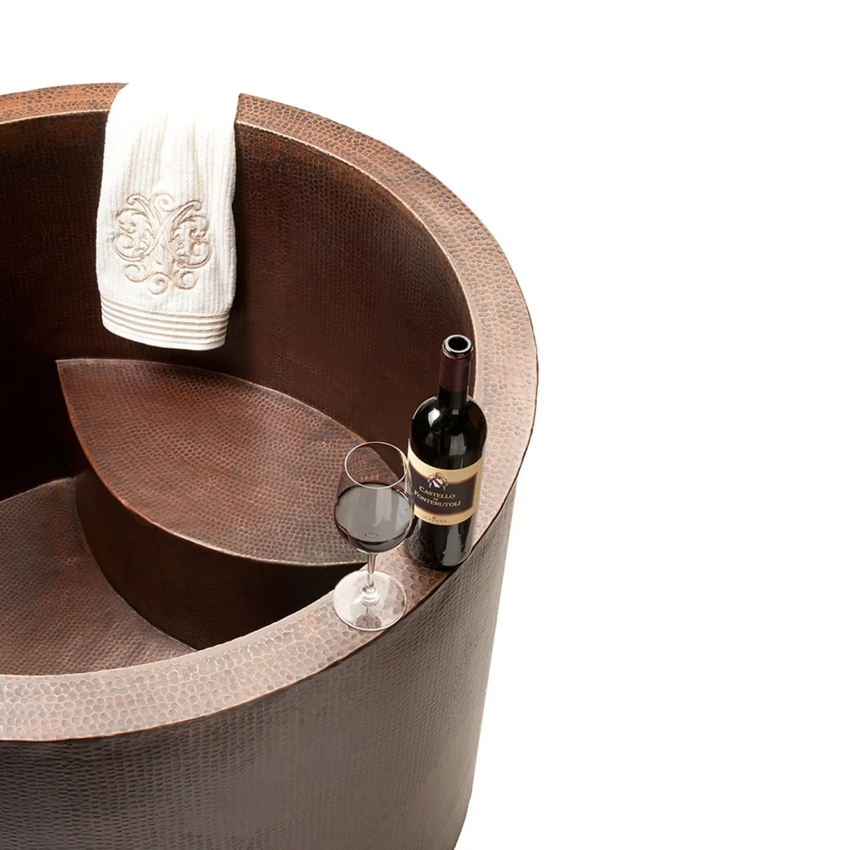 Premier Copper Products 45" Hammered Copper Japanese Style Soaker Bathtub and Drain Package, Oil Rubbed Bronze, BSP5_BTR45DB