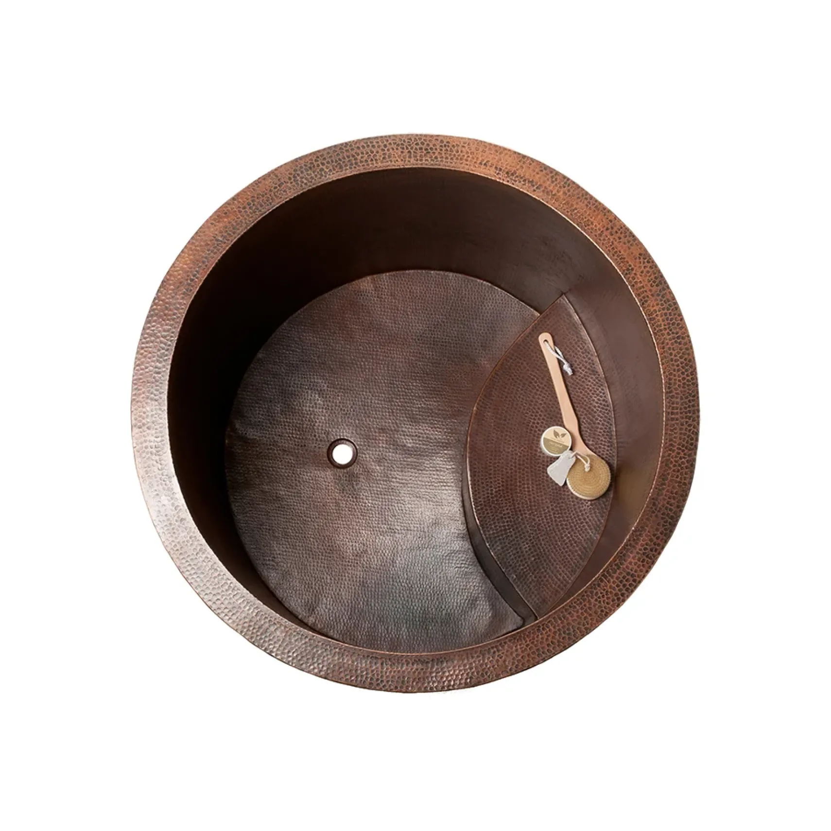 Premier Copper Products 45" Hammered Copper Japanese Style Soaker Bathtub and Drain Package, Oil Rubbed Bronze, BSP5_BTR45DB