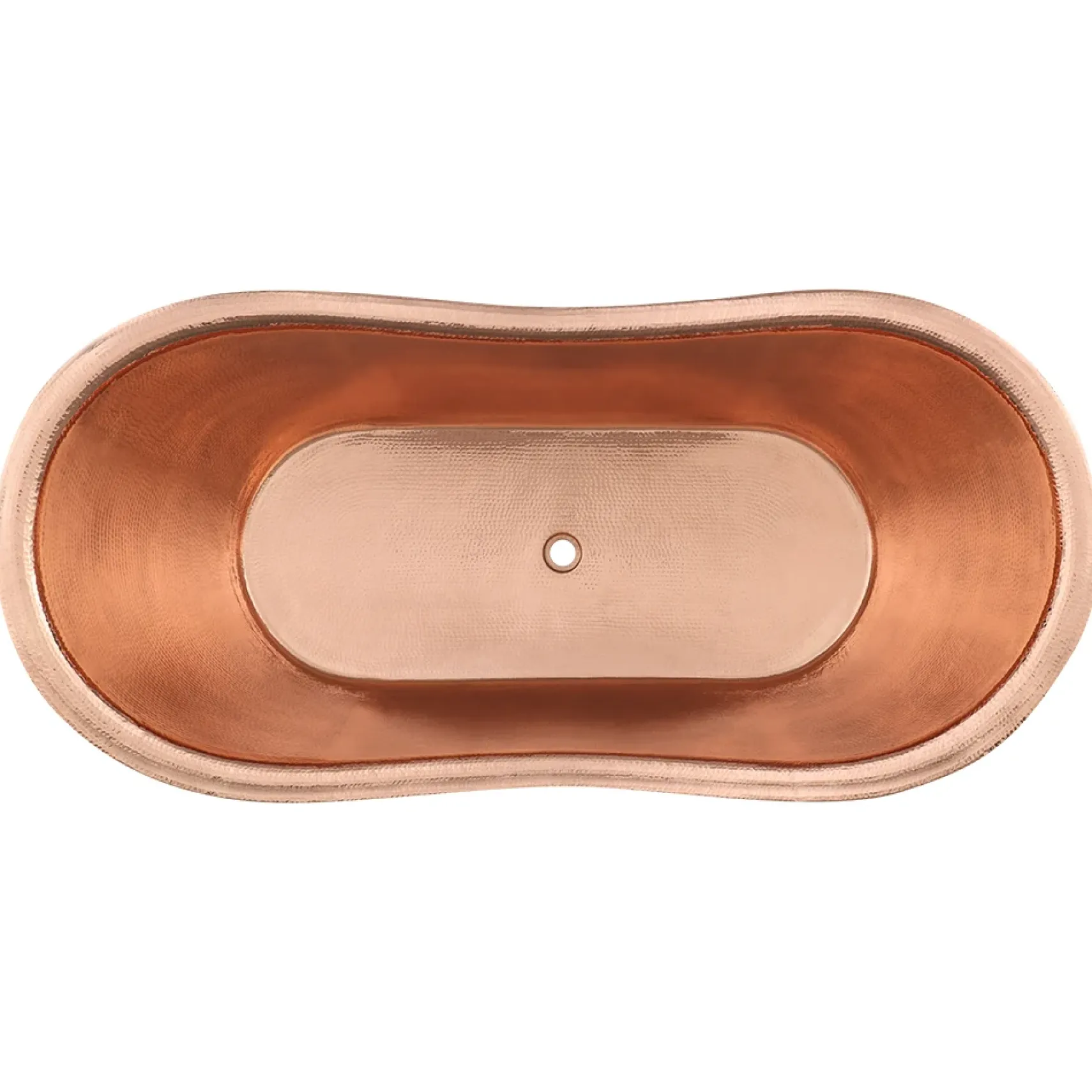 Premier Copper Products 67" Hammered Copper Freestanding Bathtub, Glazed White with Polished Copper, BTDR67WHTP