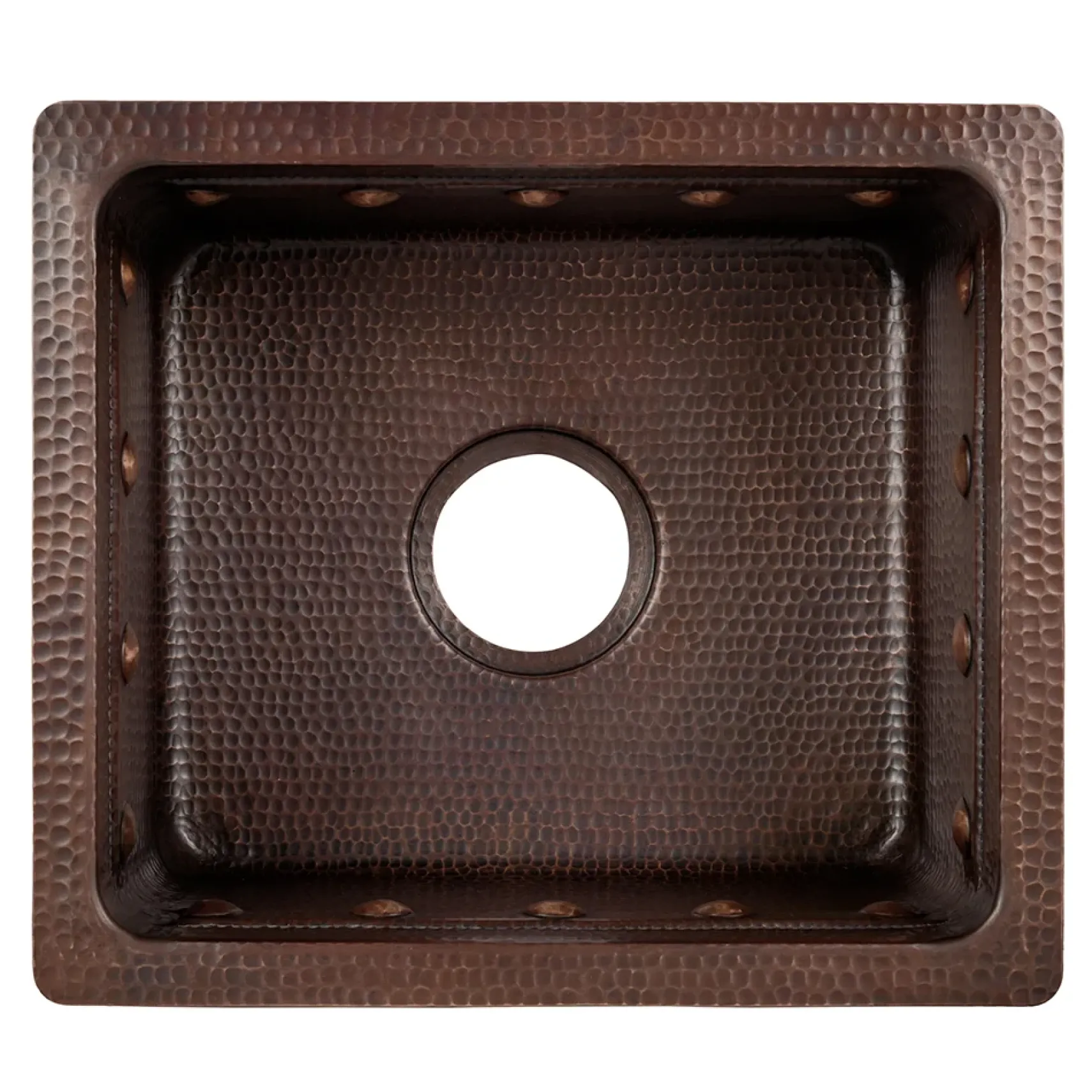 Premier Copper Products 16" Gourmet Rectangular Hammered Copper Bar/Prep Sink w/ Barrel Strap Design, Matching Drain and Accessories, Oil Rubbed Bronze, BSP5_BREC16DBBS-G
