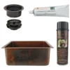 Premier Copper Products 20" Hammered Copper Kitchen/Bar/Prep Single Basin Sink, Matching Drain and Accessories, Oil Rubbed Bronze, BSP5_BREC20DB-G