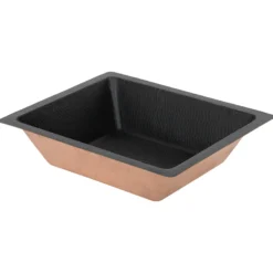 Premier Copper Products 19" x 16" Rectangle Dual - Undermount or Drop In Copper Bathroom Sink, Glazed Black, 17 Gauge, LREC19BLK
