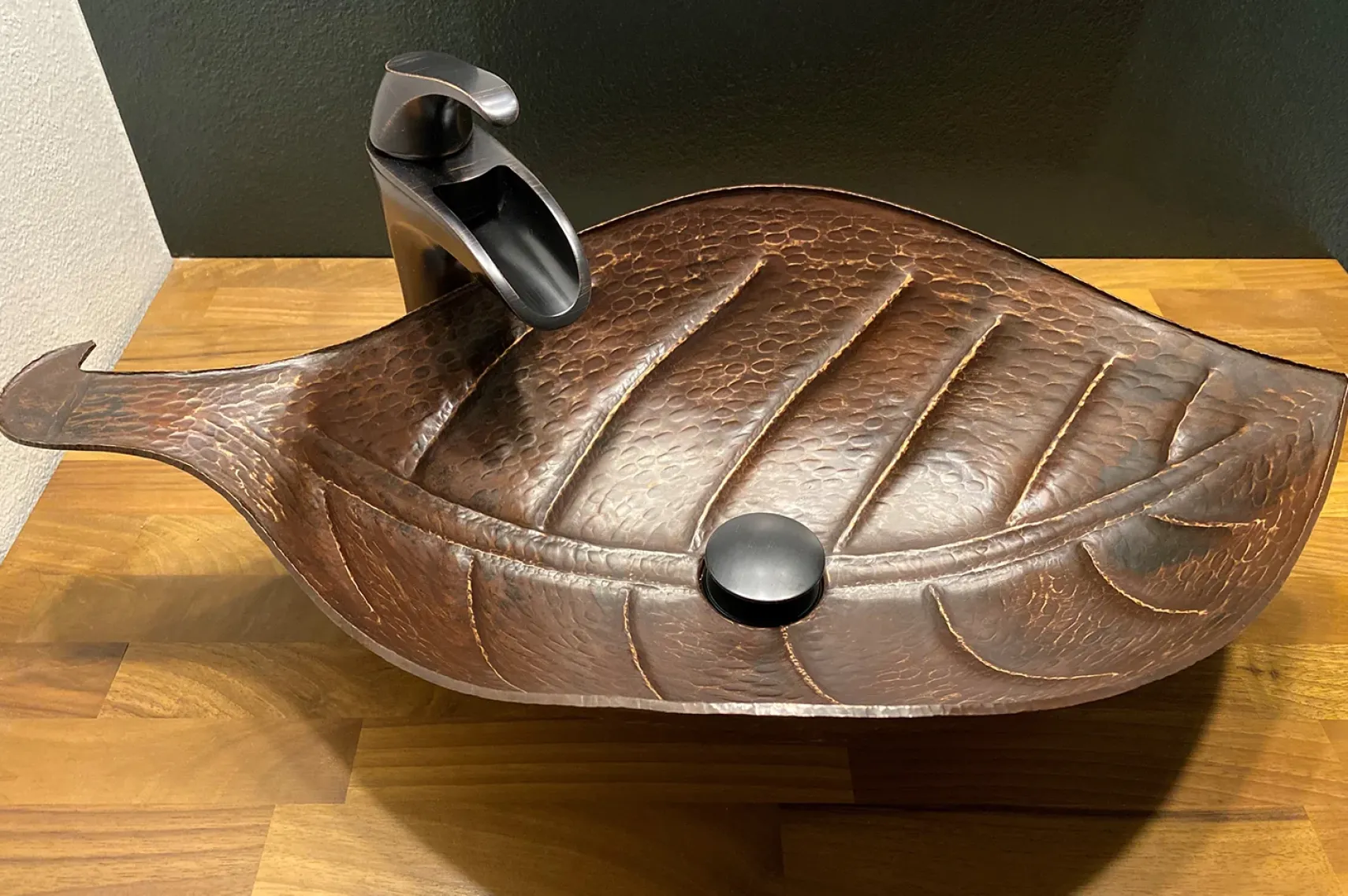 Premier Copper Products 21" Copper Bathroom Sink, Oil Rubbed Bronze, PVLFDB