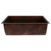 Premier Copper Products 33" Dual - Undermount or Drop In Terra Firma Copper Kitchen Sink, Dark Brown, 10 Gauge, TFKSDB331910
