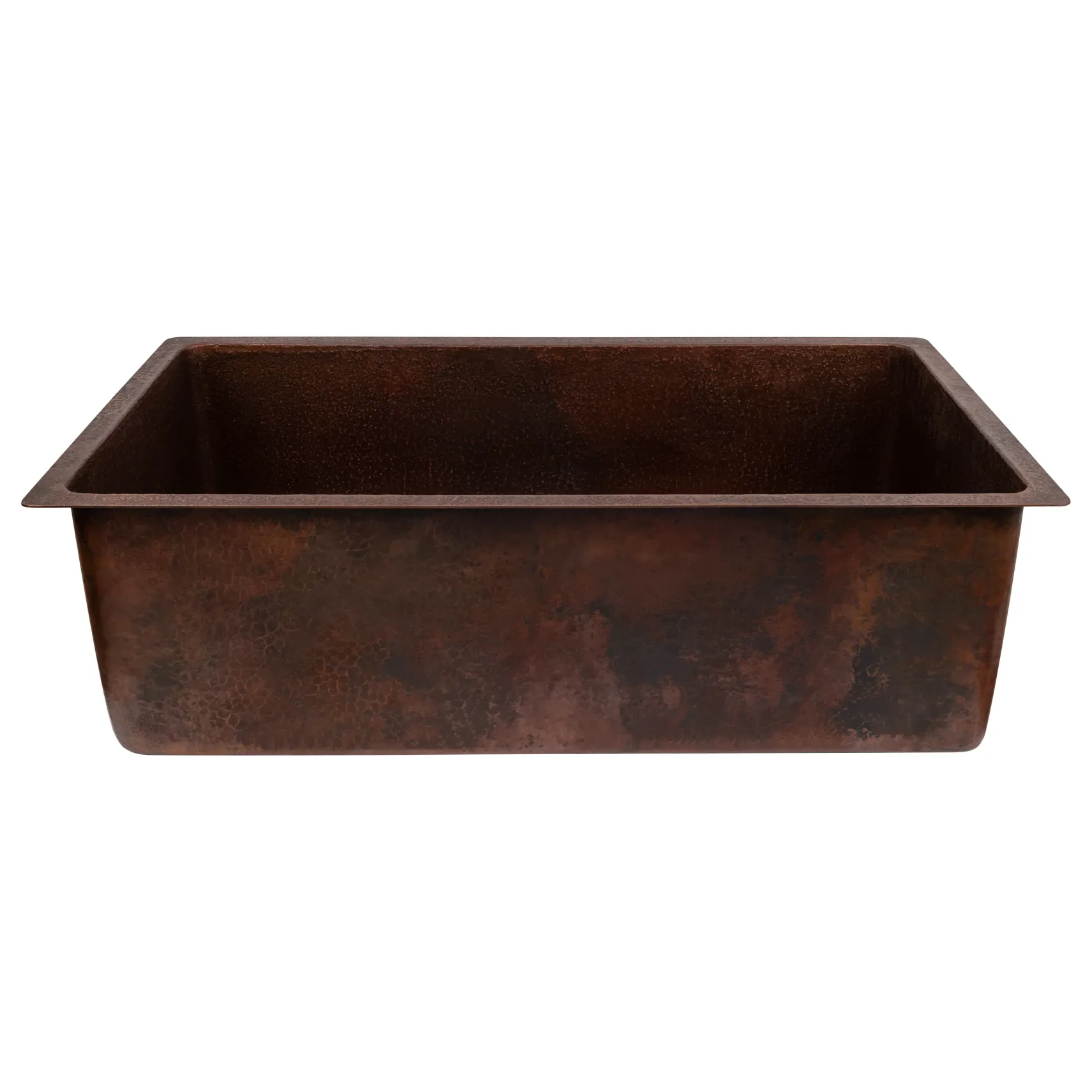 Premier Copper Products 33" Dual - Undermount or Drop In Terra Firma Copper Kitchen Sink, Dark Brown, 10 Gauge, TFKSDB331910