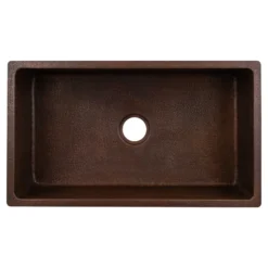 Premier Copper Products 33" Dual - Undermount or Drop In Terra Firma Copper Kitchen Sink, Dark Brown, 10 Gauge, TFKSDB331910
