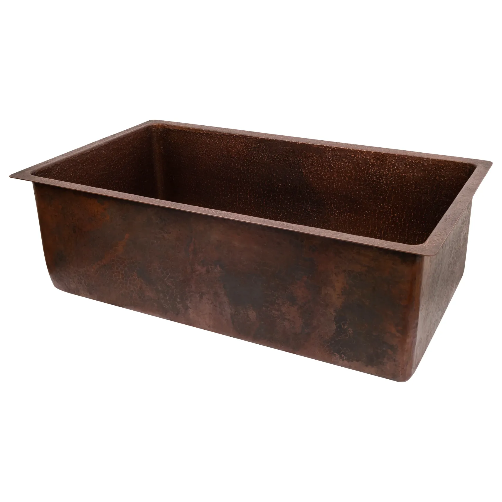 Premier Copper Products 33" Dual - Undermount or Drop In Terra Firma Copper Kitchen Sink, Dark Brown, 10 Gauge, TFKSDB331910