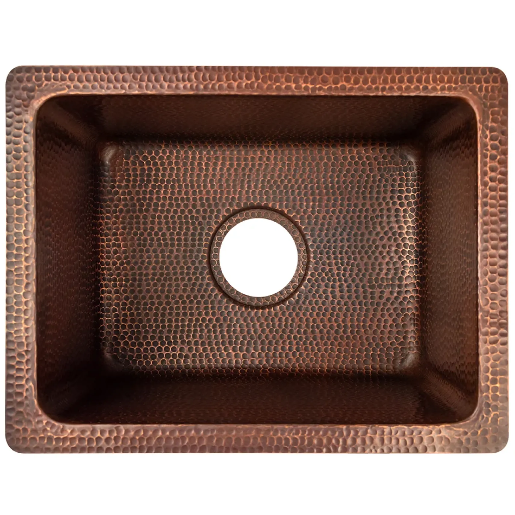 Premier Copper Products 17" Rectangle Hammered Copper Bar/Prep/Laundry/Utility Sink w/ 3.5" Drain Opening, Matching Drain and Accessories, Oil Rubbed Bronze, BSP5_BREC1713DB-D