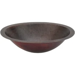 Premier Copper Products 17" Oval Copper Bathroom Sink, Oil Rubbed Bronze, LO17FDB