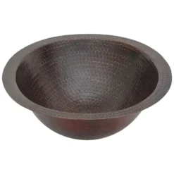 Premier Copper Products 17" Oval Copper Bathroom Sink, Oil Rubbed Bronze, LO17FDB
