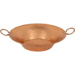 Premier Copper Products 16" Round Miners Pan Vessel Hammered Copper Bathroom Sink in Polished Copper, Matching Drain and Accessories, BSP5_VR16MPPC-P