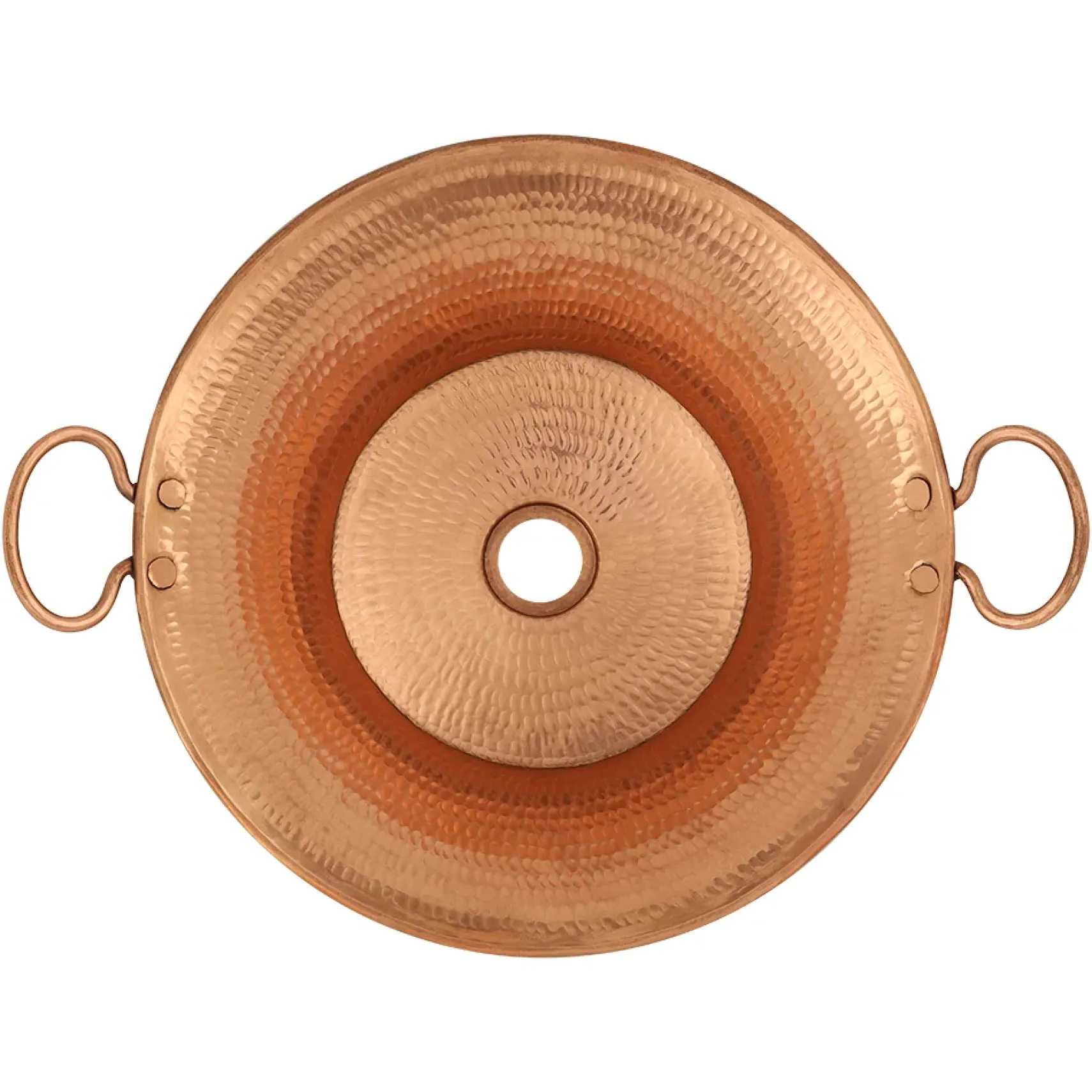 Premier Copper Products 16" Round Miners Pan Vessel Hammered Copper Bathroom Sink in Polished Copper, Matching Drain and Accessories, BSP5_VR16MPPC-P