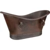 Premier Copper Products 60" Hammered Copper Double Slipper Bathtub With Rings, BTDR60DB