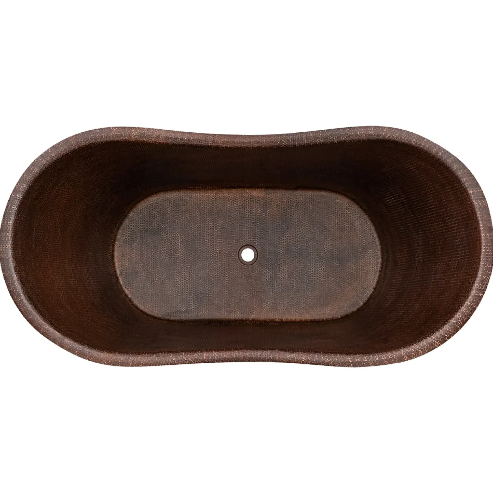 Premier Copper Products 60" Hammered Copper Double Slipper Bathtub With Rings, BTDR60DB