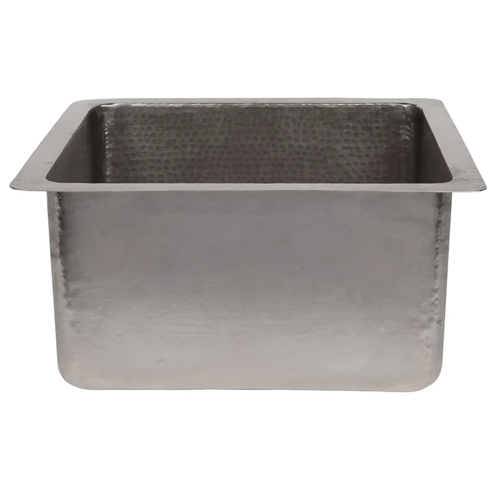 Premier Copper Products 16" Gourmet Rectangular Hammered Copper Bar/Prep Sink in Nickel, Matching Drain and Accessories, BSP5_BREC16EN-G