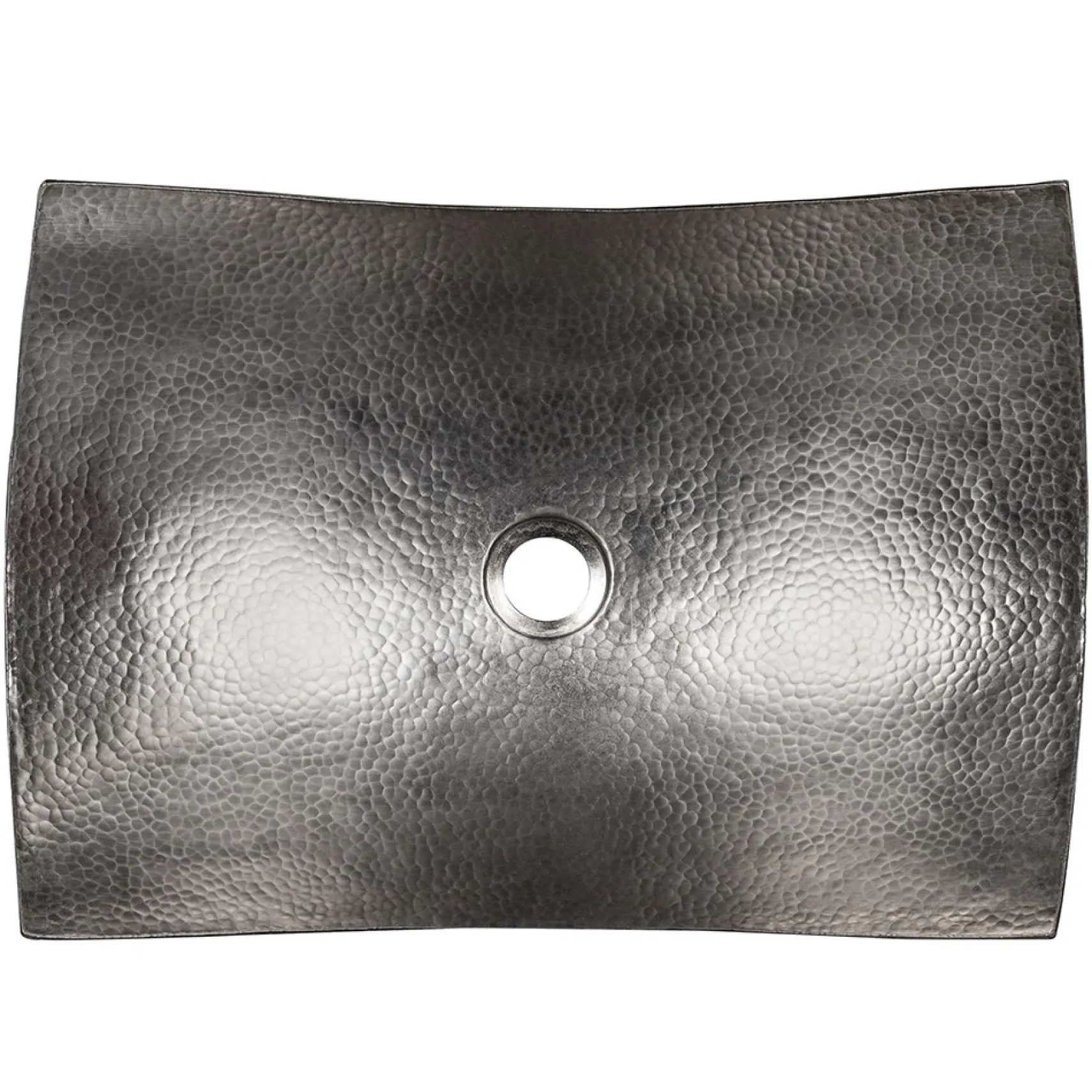 Premier Copper Products 18" Rectangle Modern Slope Hammered Copper Bathroom Sink in Nickel, Matching Drain and Accessories, BSP5_VREC18MSEN-P