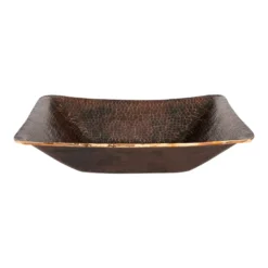 Premier Copper Products 17" Rectangle Hand Forged Old World Copper Vessel Bathroom Sink, Matching Drain and Accessories, Oil Rubbed Bronze, BSP5_PVREC17-P
