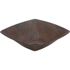 Premier Copper Products 14" x 14" Square Vessel - Above Counter Copper Bathroom Sink, Oil Rubbed Bronze, 17 Gauge, VSQ14WDB