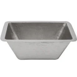 Premier Copper Products 17" Rectangle Copper Prep Bar Sink in Nickel w/ 3.5" Drain Opening, Matching Drain and Accessories, BSP5_BRECEN3-G