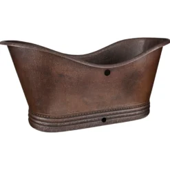 Premier Copper Products 67" Hammered Copper Freestanding Bathtub, Oil Rubbed Bronze, BTD67DBOF