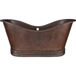 Premier Copper Products 67" Hammered Copper Freestanding Bathtub, Oil Rubbed Bronze, BTD67DBOF